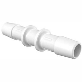 3/8" Barbed Straight Coupler, White Polypropylene