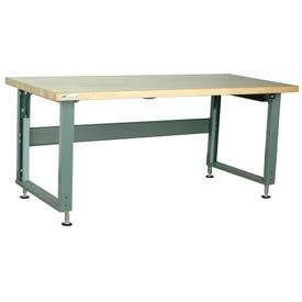 4000 Series Workbench W/ Maple Square Edge Top & Power Lift, 72"W x 36"D, Gray