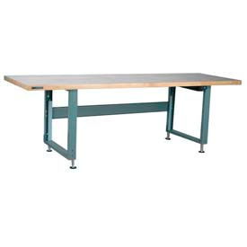 4000 Series Workbench W/ Maple Square Edge Top & Power Lift, 96"W x 36"D, Gray