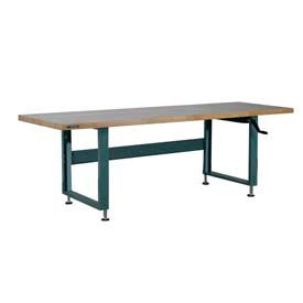 Workbench, Maple Butcher Block Square Edge, 96"W X 36"D, Gray