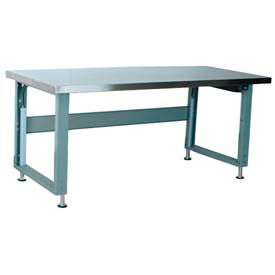 4000 Series Workbench, Hardboard Over Stainless Steel Top & Power Lift, 48"W x 30"D, Gray