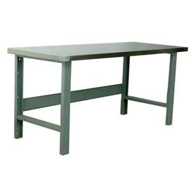 3500 Series Workbench, Hardboard Over Stainless Steel Top, 60"W x 36"D, Gray