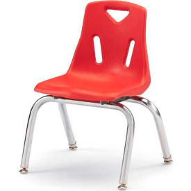 Berries Plastic Chair with Chrome-Plated Legs - 12" Height - Red