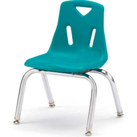 Berries Plastic Chair with Chrome-Plated Legs - 12" Height - Teal