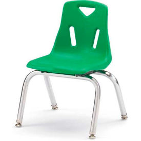 Plastic Chair with Chrome-Plated Legs - 12" Height - Green