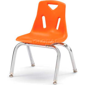 Berries Plastic Chair with Chrome-Plated Legs - 12" Height - Orange