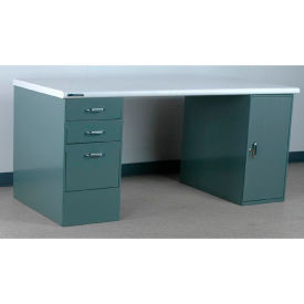 Stackbin Workbench, Pedestal Workbench, Laminate Safety Edge, 72" Width X 30" Depth, Gray