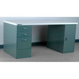 Workbench, Pedestal Workbench, Laminate Safety Edge, 48"W X 36"D, Gray