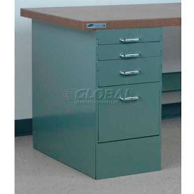4 Drawer Pedestal, Large Bottom Drawer, 15-1/2"W x 30"D, Gray