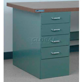 4 Drawer Pedestal, 15-1/2"W x 30"D, Gray