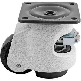 Swivel Plate Ratchet Leveling Caster - 1100 Lb. - 50mm Dia. Nylon Wheel