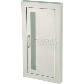 SS Fire Extinguisher Cabinet, Vertical Acrylic Window, Semi-Recessed 1.5" Sq. Trim