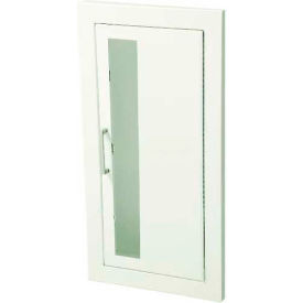 Steel Fire Extinguisher Cabinet, Vertical Acrylic Window, Fully Recessed, 6"D