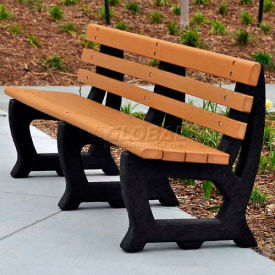 6' Recycled Plastic Brooklyn Bench, Cedar/Black Frame