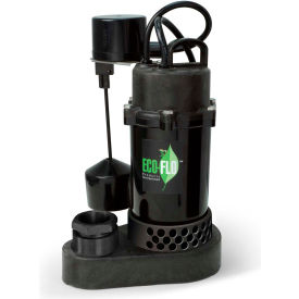 Submersible Sump Pump, Thermoplastic, 1/2 HP, 58 GPM