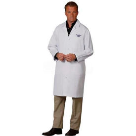 Unisex Knot Button Lab Coat, 39-1/2"L, 100% Cotton, XL, White