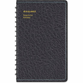 Telephone/Address Book, 4.78 x 8, Black Simulated Leather, 100 Sheets