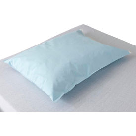 Disposable Tissue/Poly Pillowcases, 30"L x 21"W, Blue, 100/Case