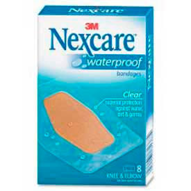 Knee/Elbow Bandages, Waterproof, Breathable, 3.50"L x 2.38"W, 6/BX, Clear