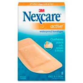 Knee/Elbow Bandages, Waterproof, Latex-free, 4"L x 1.13"W, 8 PK, Foam, Beige
