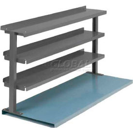 Steel Riser With 3 Shelves, 72"W x 13-1/2"D, Office Gray
