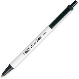Ballpoint Retractable Pen, Medium, White Barrel, Black Ink, Dozen