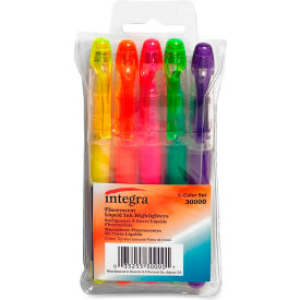 Liquid Highlighter, Chisel Tip, Assorted Ink, 5/Set