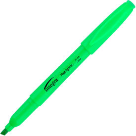 Pen Style Highlighter, Chisel Tip, Fluorescent Green Ink, Dozen