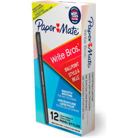 Write Bros Ballpoint Stick Pen, Medium Point, Black Ink, Dozen