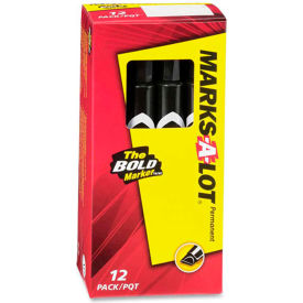 Marks-A-Lot Desk-Style Permanent Marker, Medium Chisel Tip, Black Ink, Dozen