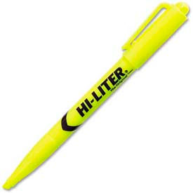 Hi-Liter Pen Style Highlighter, Chisel Tip, Fluorescent Yellow Ink, Dozen