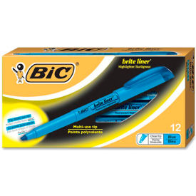Brite Liner Highlighter with Pocket Clip, Chisel Tip, Blue Ink, Dozen