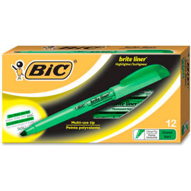 Brite Liner Highlighter with Pocket Clip, Chisel Tip, Green Ink, Dozen