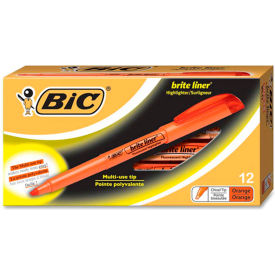 Brite Liner Highlighter with Pocket Clip, Chisel Tip, Orange Ink, Dozen
