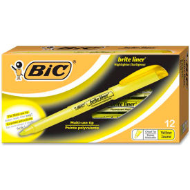 Brite Liner Highlighter with Pocket Clip, Chisel Tip, Yellow Ink, Dozen