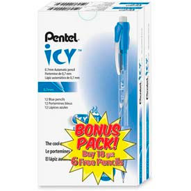 Icy Automatic Pencil, Pocket Clip, Refillable, 0.7mm, Blue, 24/Pack