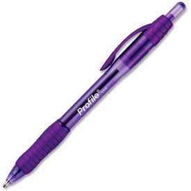 Profile Retractable Ballpoint Pen, Non-Refillable, 1.4mm, Purple Ink, Pack of 12