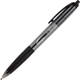 Rubber Grip Retractable Pen, Non-Refillable, Medium Point, Black Barrel/Ink - Dozen