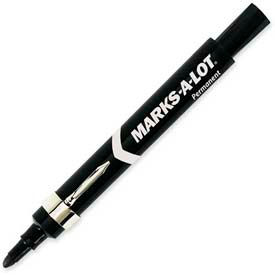 Marks-A-Lot Permanent Marker, Pocket Clip, Bullet Tip, Black Ink, Dozen