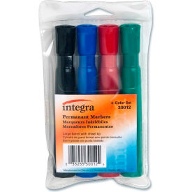 Permanent Marker, Chisel Tip, Black/Red/Blue/Green Ink, 4/Pack