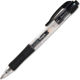 Retractable Gel Pen, Rubber Grip, 0.5mm, Black Barrel/Ink, Dozen