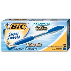 Ballpoint Retractable Pen, Medium Point, Blue Barrel/Ink, Pack of 12