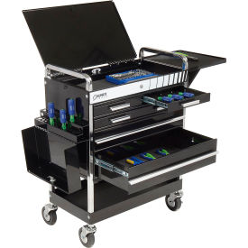 Professional 5-Drawer Black Tool Cart with Locking Top, 27"H