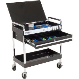 30" Black Tool Cart with Locking Top & Drawer