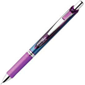 Retractable Gel Pen, Refillable, Metal Tip, 0.7mm, Violet Ink