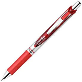 Liquid Retractable Gel Ink Pen, Metal Tip, Refillable, 0.7mm, Red Ink
