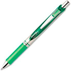 EnerGel Liquid Retractable Gel Ink Pen, Metal Tip, Refillable, 0.7mm, Green Ink