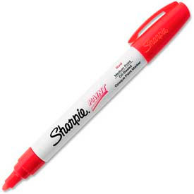 Paint Marker, Oil-Based, Medium, Red Ink, 1 Each