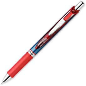 EnerGel Retractable Gel Pen, Refillable, Needle Tip, 0.5mm, Red Ink
