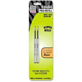 Bold F-Refill Pen Refill, 1.6mm, Black Ink, 2/Pack